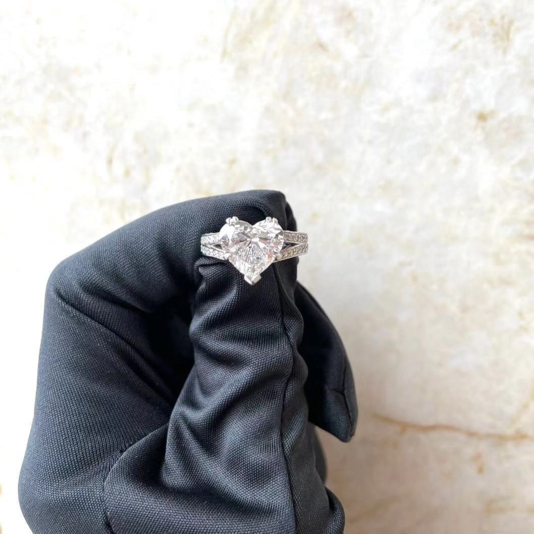 Heart True Pave Split Shank Engagement Ring