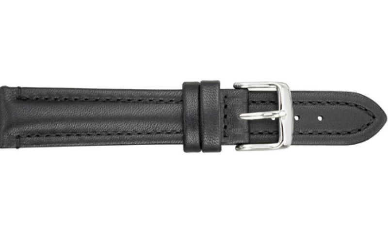 Water-Resistant Leather Black Watch Strap