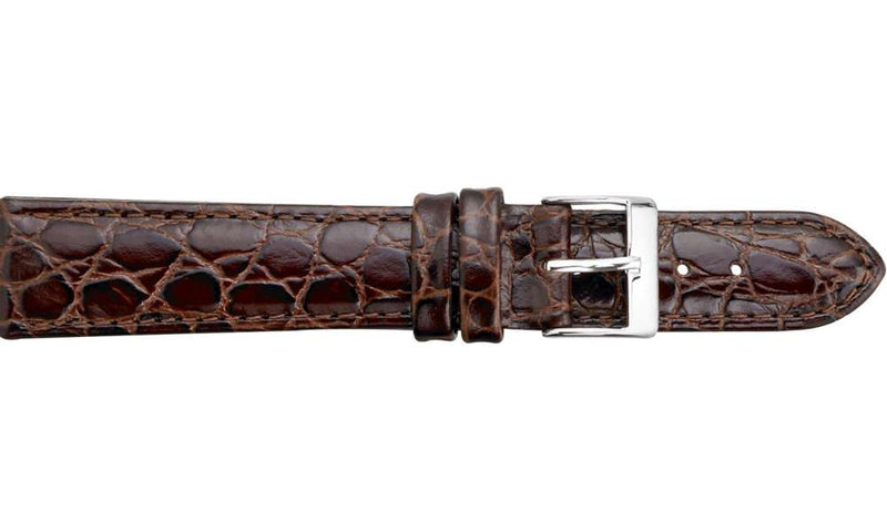 Brown Crocodile Grained Leather Watch Strap