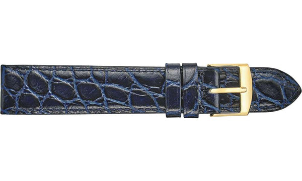 Navy Blue Crocodile Grained Leather Watch Strap