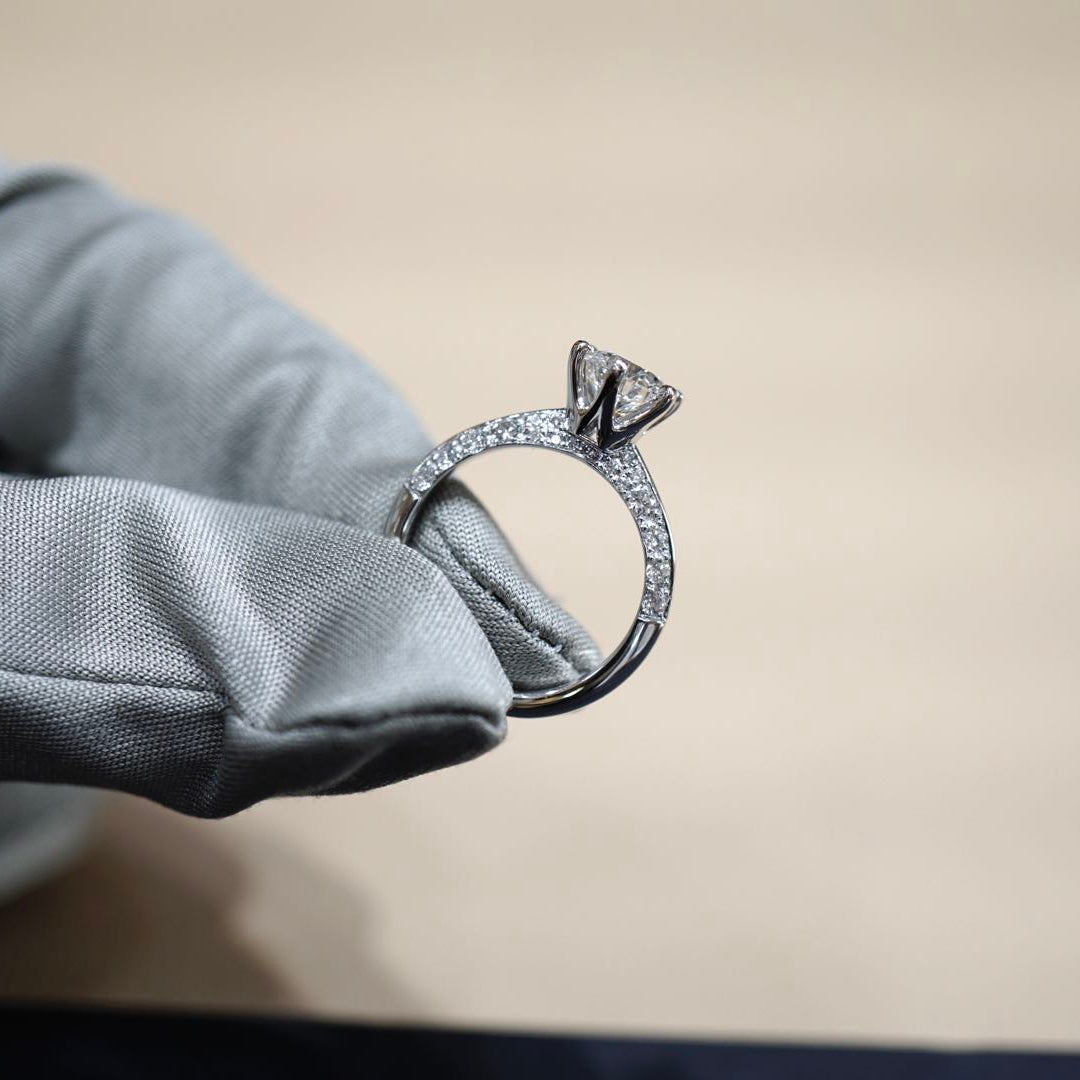 Micropave Knife Edge Engagement Ring