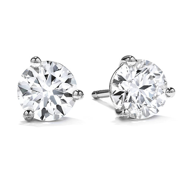 Platinum Three-Prong Stud Earrings