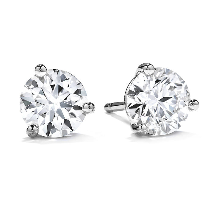 White Gold Three-Prong Stud Earrings