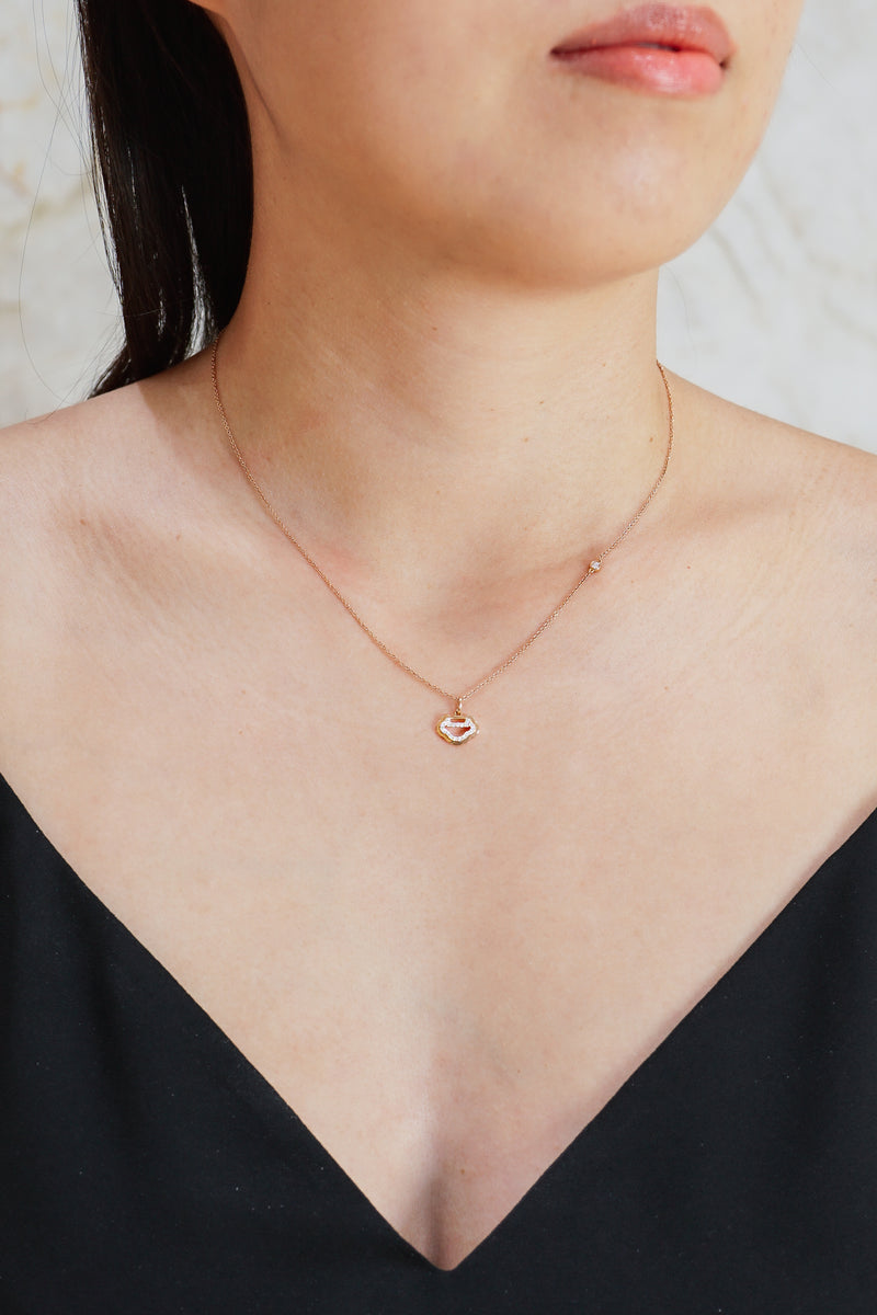 Qeelin Petite Yu Yi necklace in 18K rose gold with diamonds