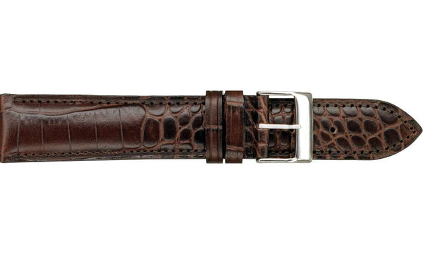 Shiny Louisiana Alligator Grained Leather Brown Watch Strap