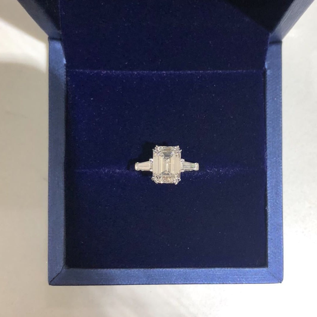 Double Prong Emerald Engagement Ring