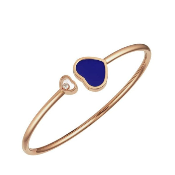 Blue Happy Hearts Rose Gold Bangle