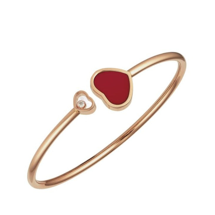 Red Happy Hearts Rose Gold Bangle