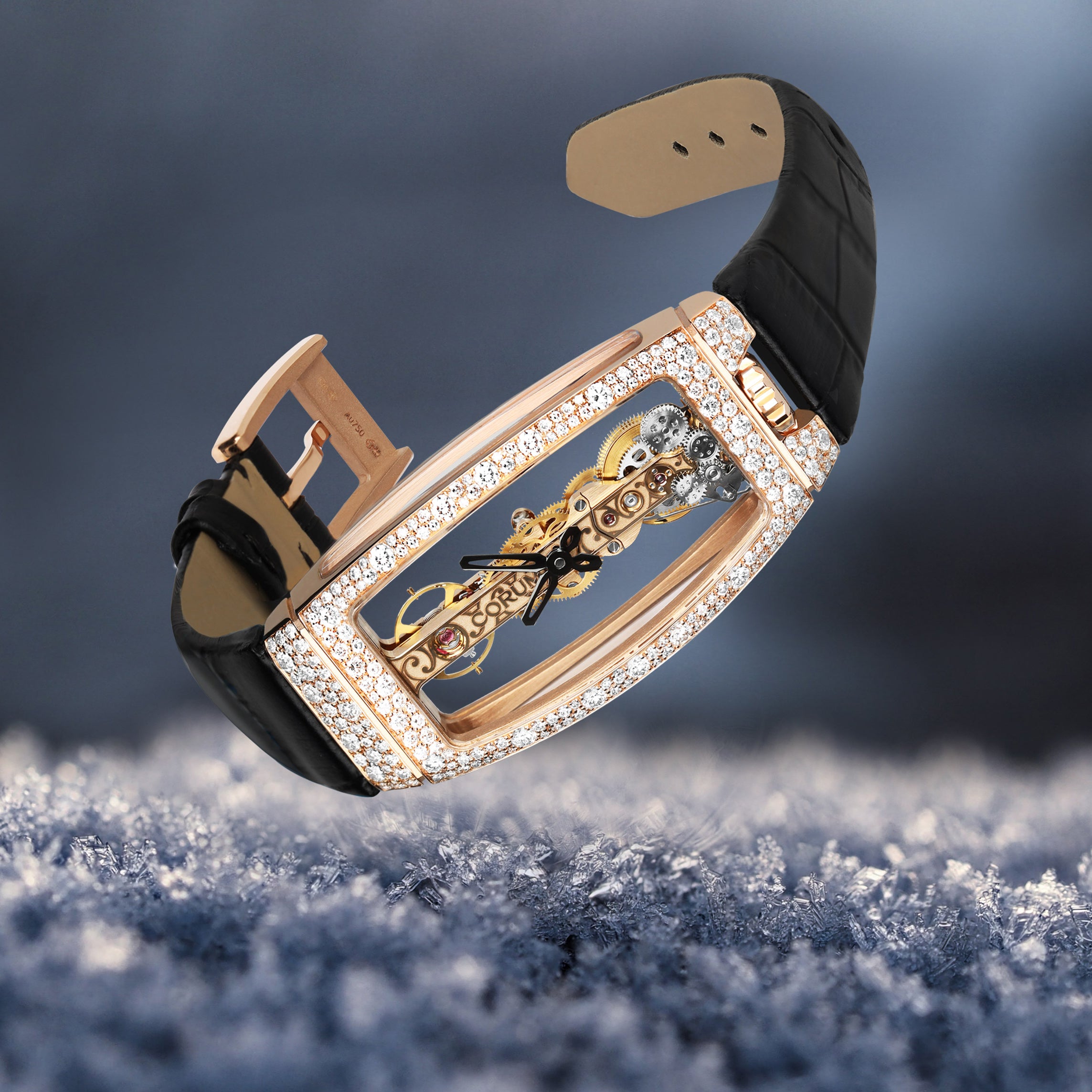 SALE | Corum Golden Bridge Miss Rose Gold Snow-Set Watch B113
