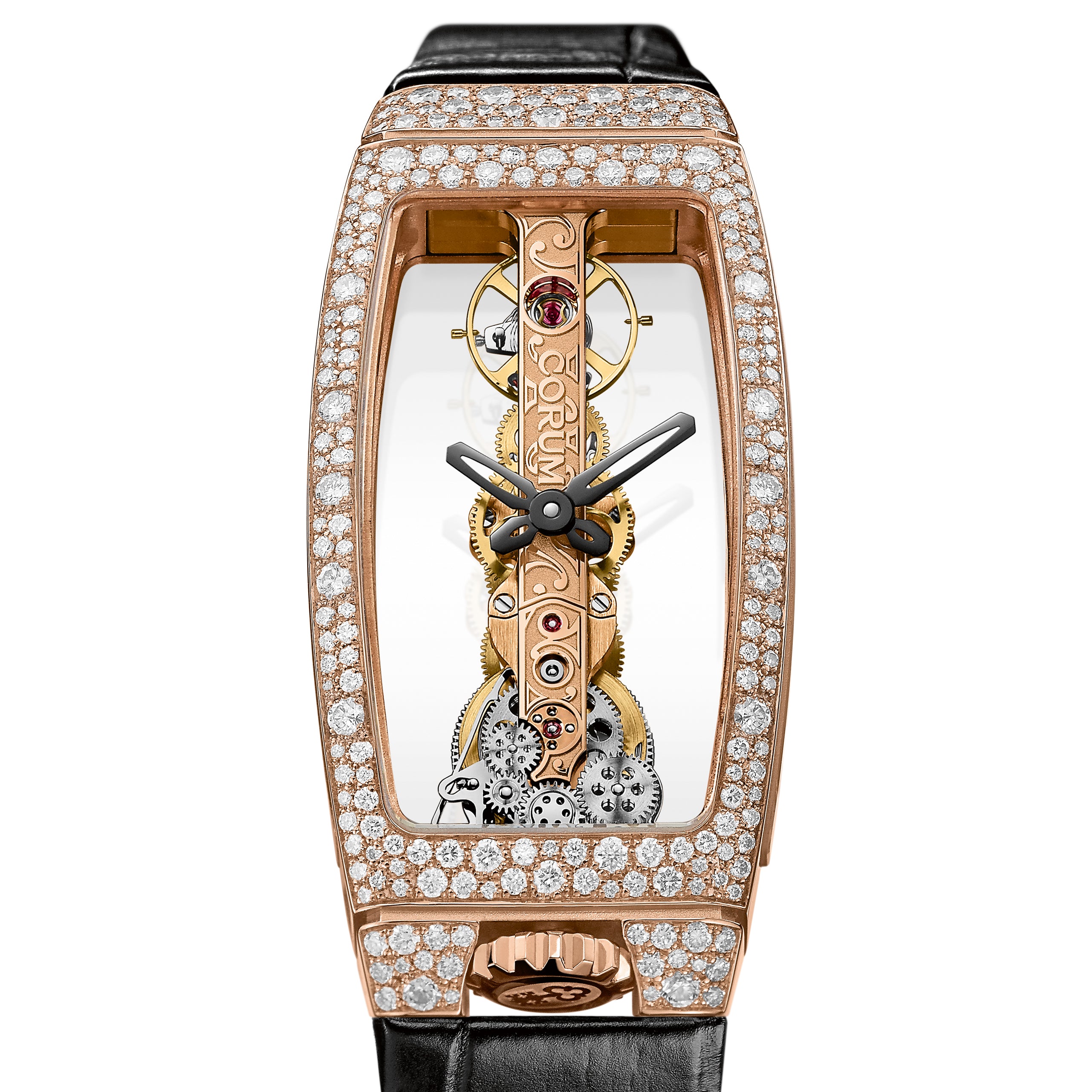 Corum Golden Bridge Miss Rose Gold Snow-Set Watch B113/03845