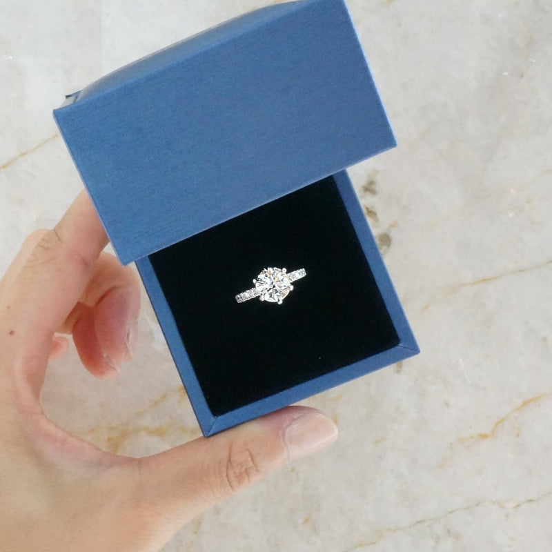 Round Flower Diamond Engagement Ring
