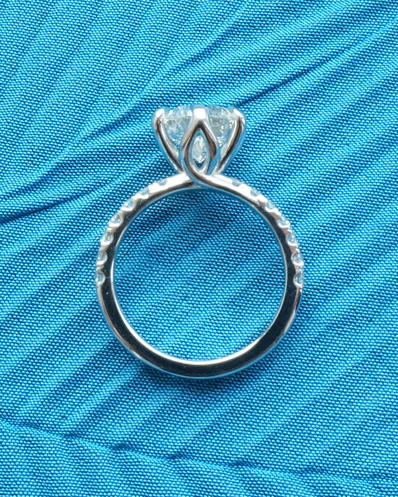 Round Flower Diamond Engagement Ring