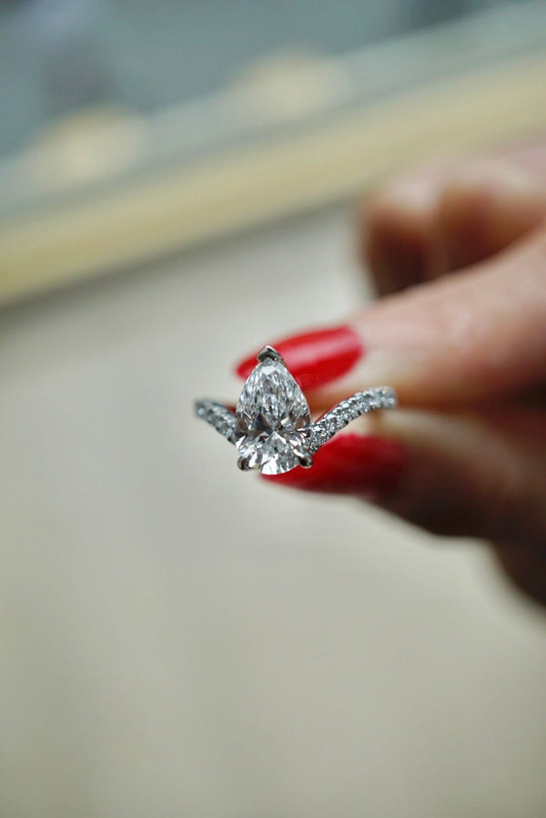 Pear Drop Diamond Engagement Ring