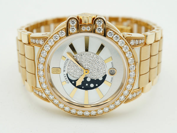 Harry Winston Ocean Lady Moon Phase 36mm Rose Gold Watch OCEQMP36RR010