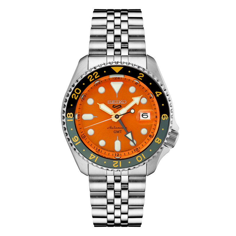 Seiko 5 SSK001 Automatic GMT Orange Dial Watch – Carat & Co.