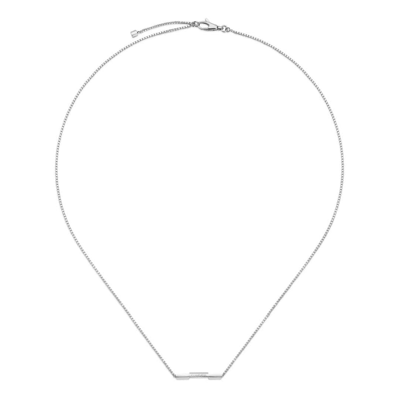 Link to Love White Gold Diamond Necklace with Gucci bar