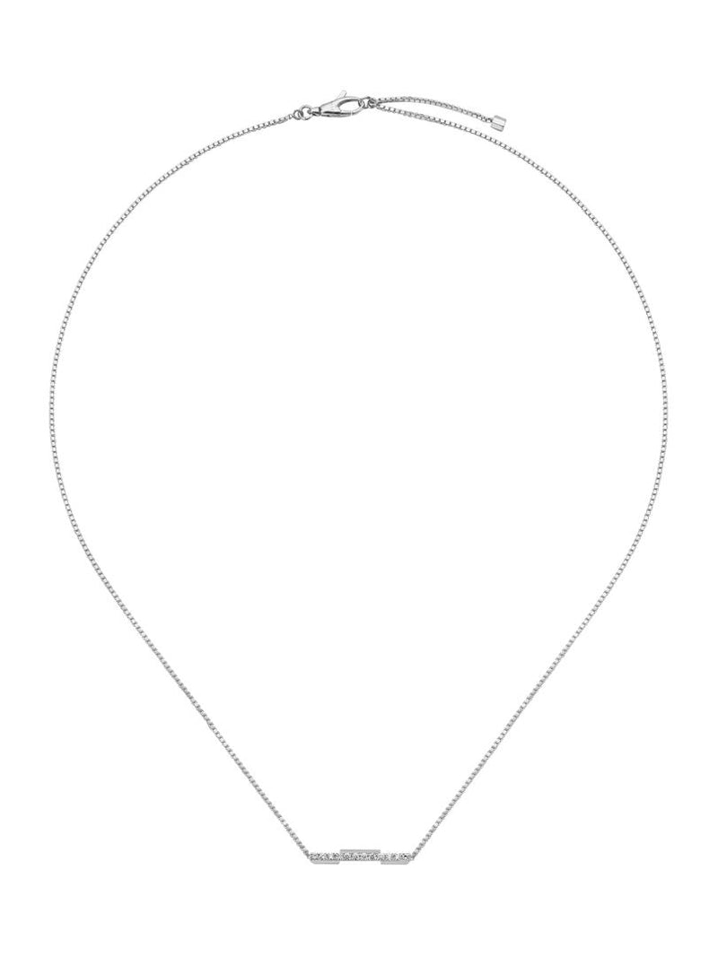 Link to Love White Gold Diamond Necklace with Gucci bar