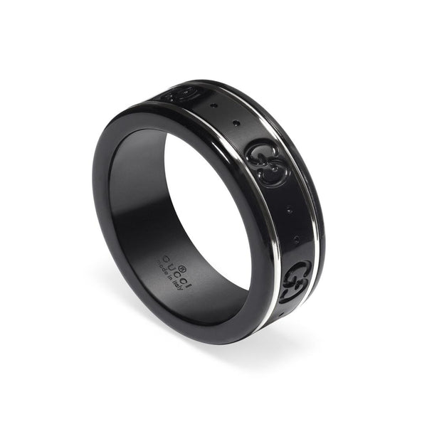 Black Icon Thin Band White Gold