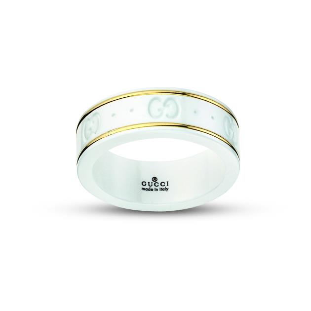 White Icon Ring Yellow Gold