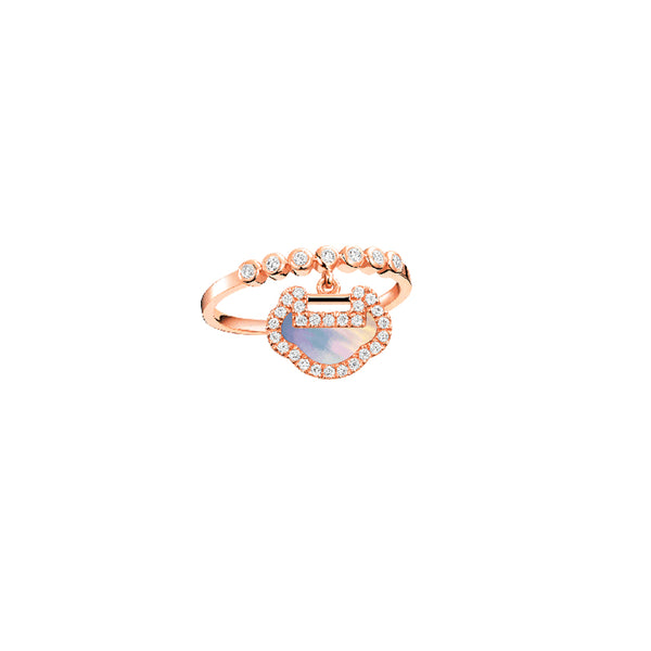 Qeelin Yu Yi Mother of Pearl Diamond Ring Size 52 YY-RI0002A-RGDMOP YYRPT2BRGMP