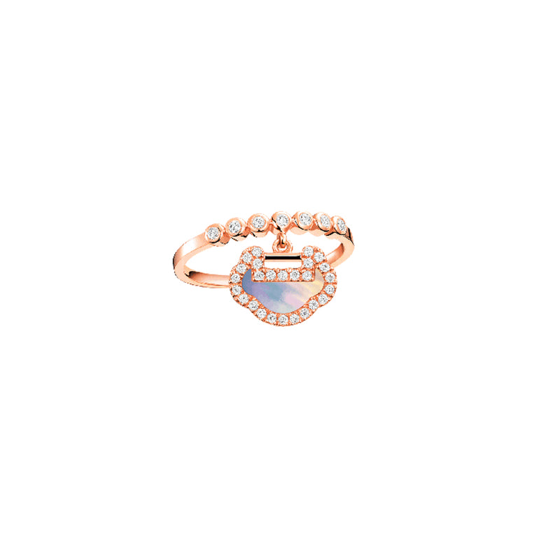 Qeelin Yu Yi Mother of Pearl Diamond Ring Size 52 YY-RI0002A-RGDMOP YYRPT2BRGMP
