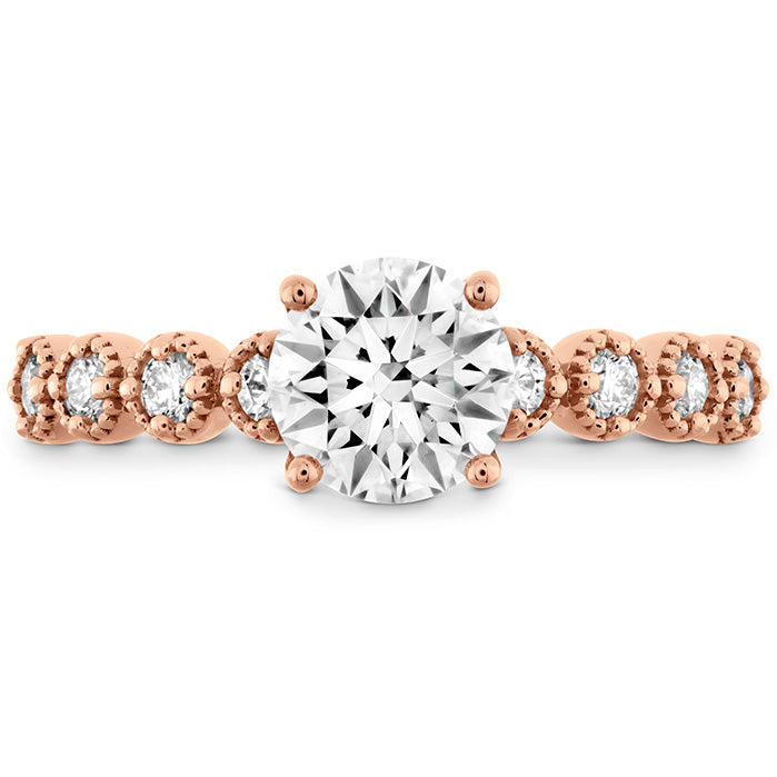 HOF Diamond Bar Single Prong Milgrain Engagement Ring