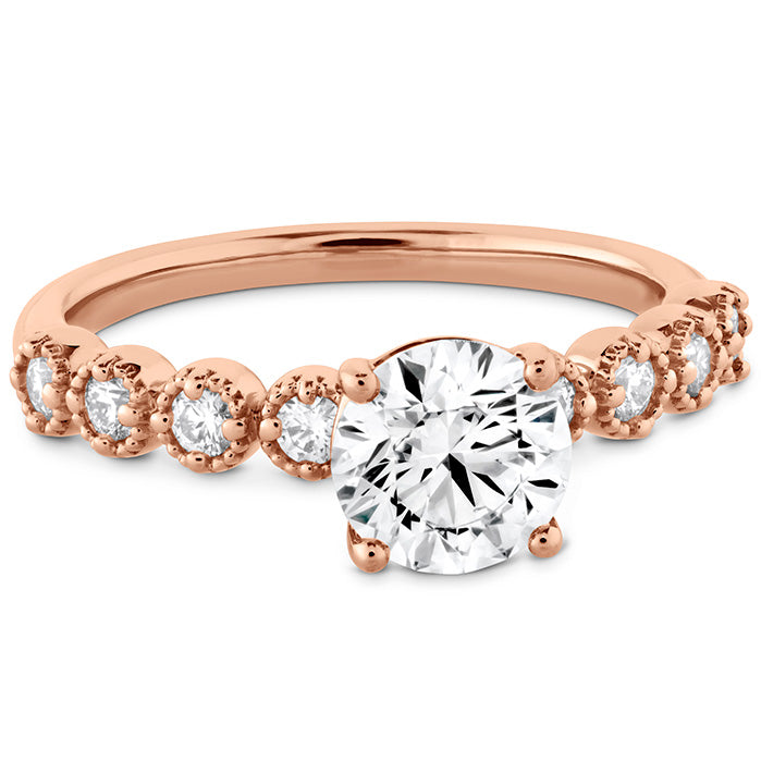 HOF Diamond Bar Single Prong Milgrain Engagement Ring