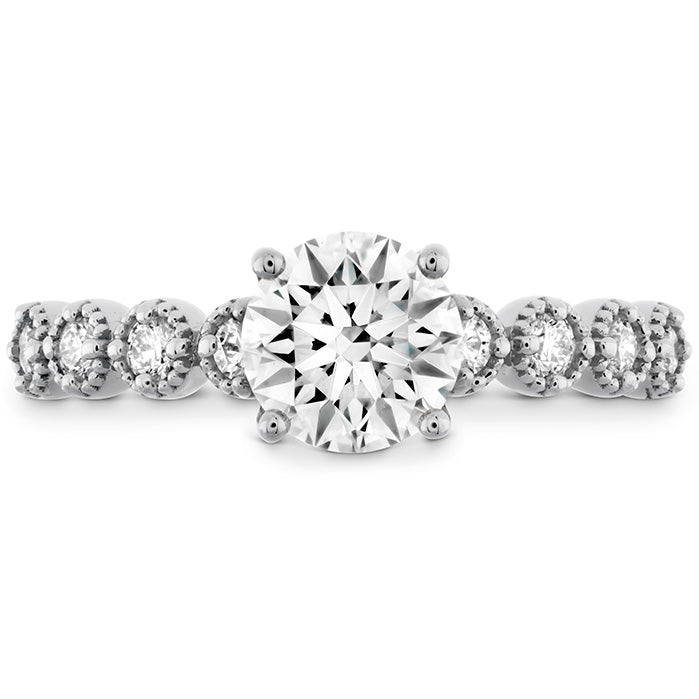 HOF Diamond Bar Single Prong Milgrain Engagement Ring
