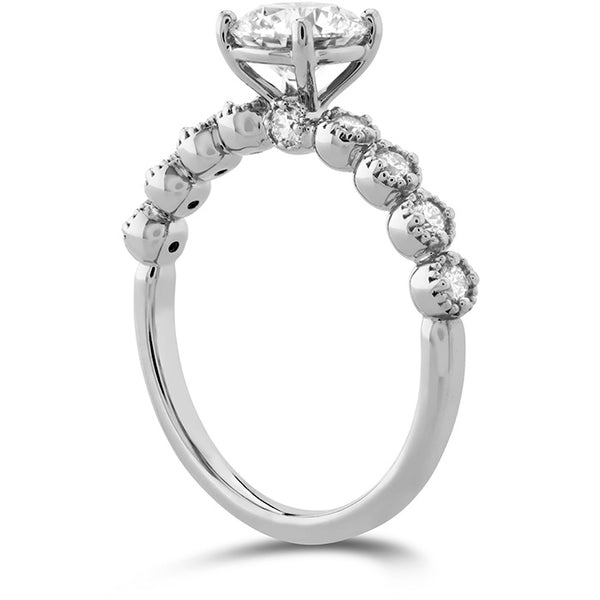 HOF Diamond Bar Single Prong Milgrain Engagement Ring