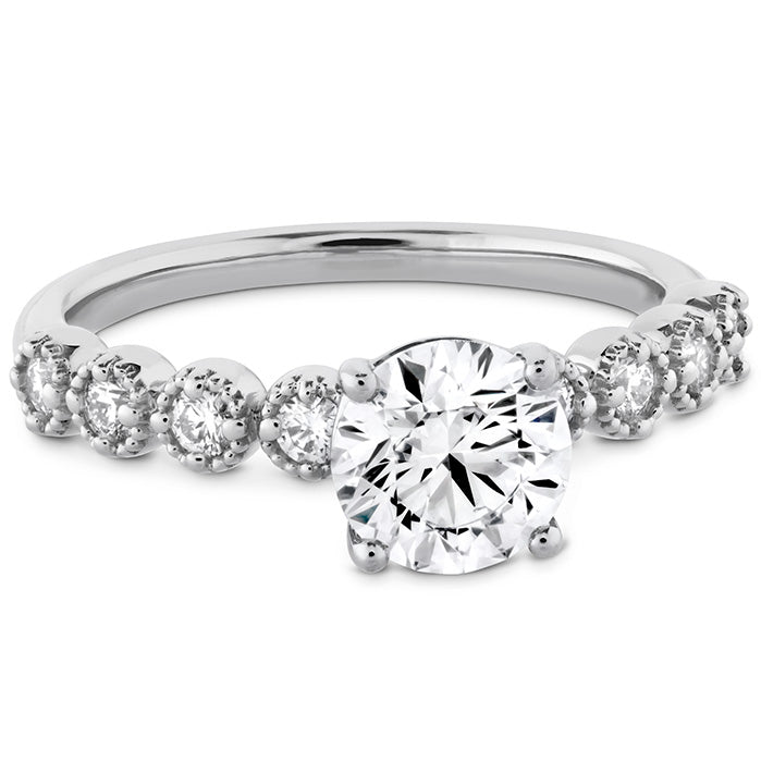 HOF Diamond Bar Single Prong Milgrain Engagement Ring