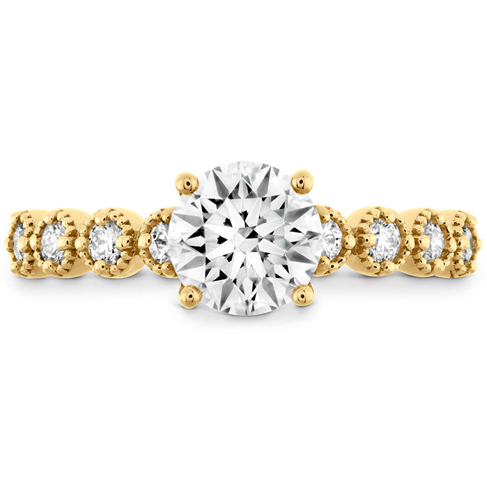 HOF Diamond Bar Single Prong Milgrain Engagement Ring