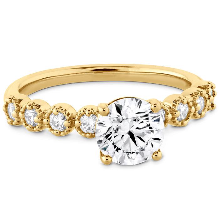 HOF Diamond Bar Single Prong Milgrain Engagement Ring