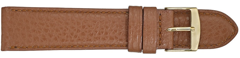 Padded and Stitched Crushed Leather Tan Watch Strap