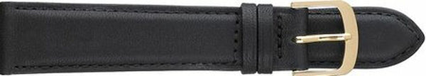 Padded and Stitched Black Leather Watch Strap