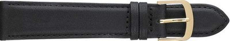 Padded and Stitched Black Leather Watch Strap