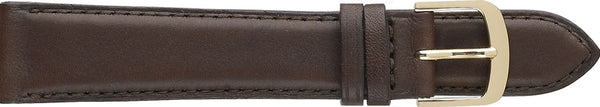 Padded and Stitched Brown Leather Watch Strap