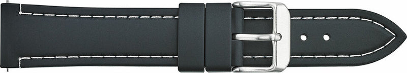 Silicone Sports Watchband with EZ Release pins Black with White Stitch