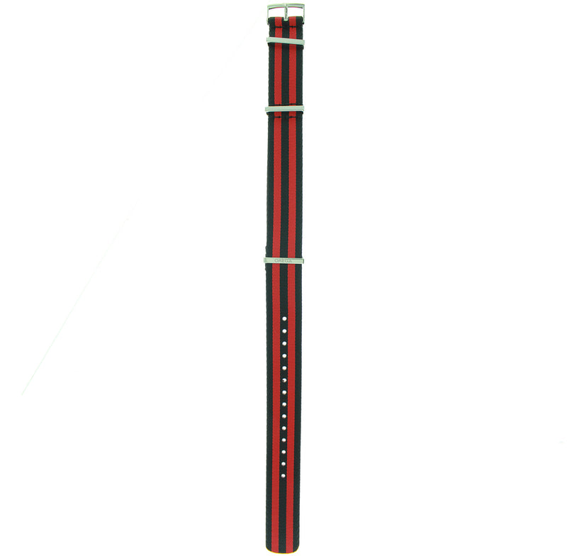OMEGA NATO POLYA.BLACK/RED BAND+BUCKLE 20MM