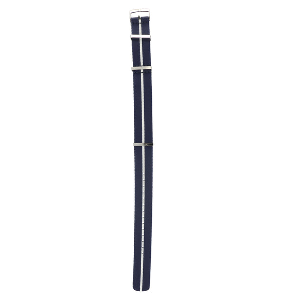 OMEGA NAVY BLUE/WHITE NATO POLY. MCOL + BUCKLE 20MM