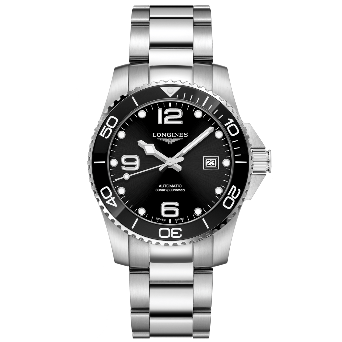 Longines Conquest HydroConquest Sunray Black 41mm L37814566 front view